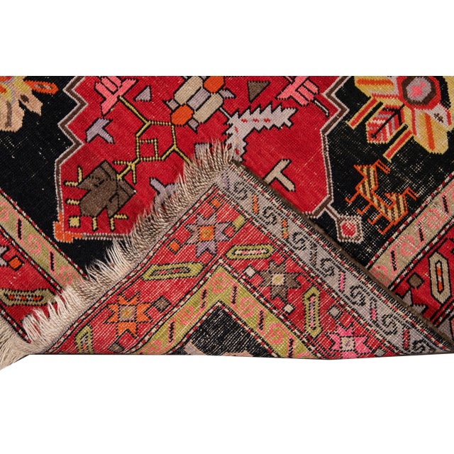 Mid-20th Century Vintage Runner Rug 3' 10'' X 10'. For Sale - Image 4 of 13