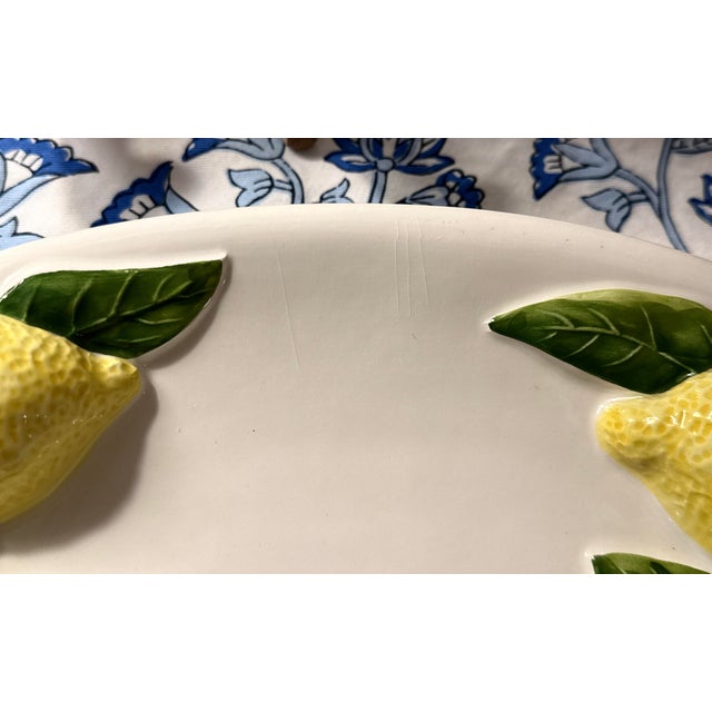 Italian Ceramic Platter With Embossed Lemons For Sale In New York - Image 6 of 11
