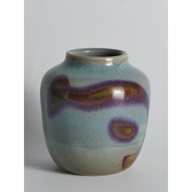 Vintage Studio Pottery Stoneware Vase with Jun-Style Glaze by Rolf Palm, 1991 For Sale - Image 4 of 18