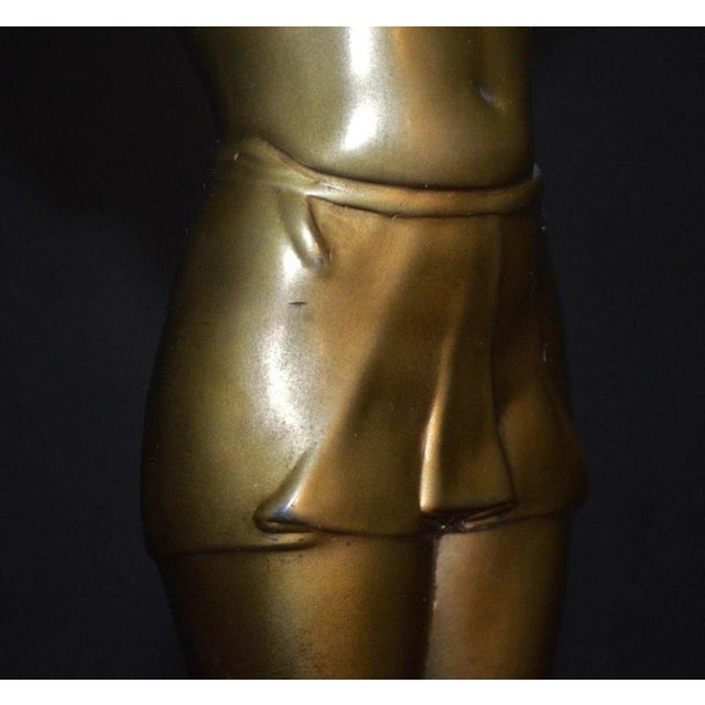 Art Deco French Bronze Figural Dancer Table Lamp with Glass Globe,1930s For Sale - Image 10 of 18