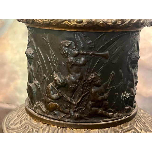 19th Century Bronze Gagneau d'Enghien 25, Paris Oil Lamps - a Pair Converted to Electricity For Sale - Image 4 of 18