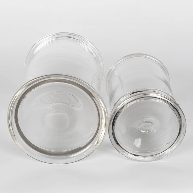 Transparent French Mid-Century Modern Glass Apothecary Jars, Set of 2 For Sale - Image 8 of 11