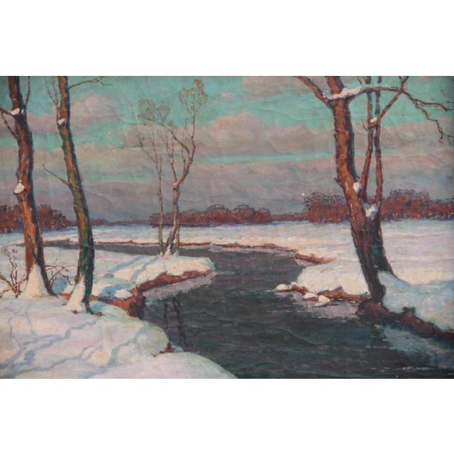 Jean-Jacques Berne-Bellecour, Snowy River Landscape, Oil Painting For Sale - Image 4 of 8