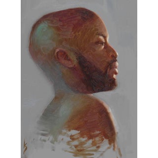 Unshaken by Kirsten Savage | Oil on panel Portrait of a man in profile For Sale