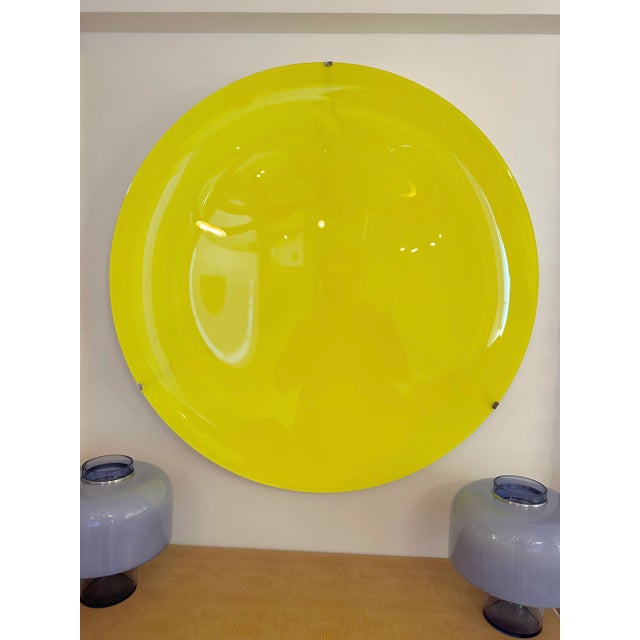 Large Contemporary Curve Concave Yellow Mirror, Italy For Sale - Image 12 of 12