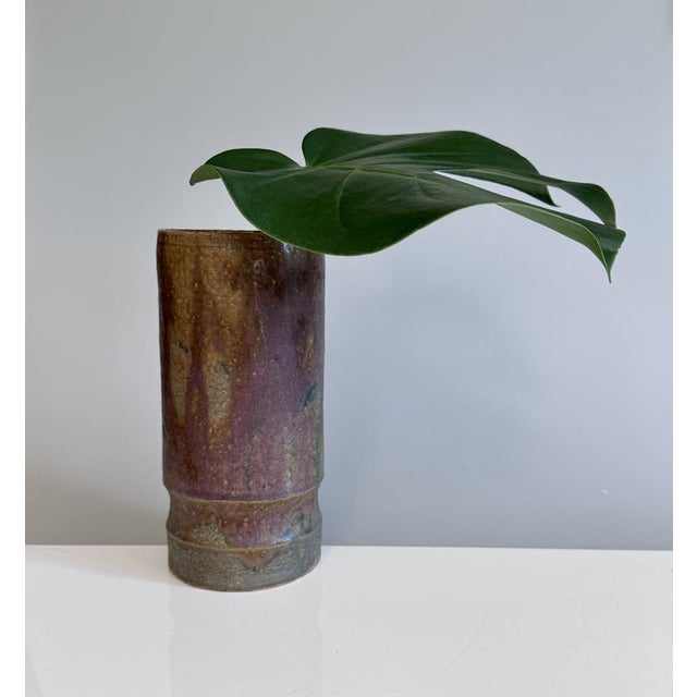 Ceramic Cylindric Studio Ceramic Art Vase from Elmar & Elke Kubicek, Germany, 1960s For Sale - Image 7 of 14