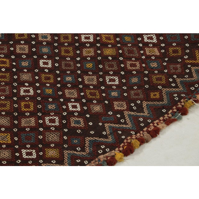 1950s Vintage Tribal Kilim in Brown With Polychromatic Diamond Patterns by Rug & Kilim For Sale - Image 5 of 7