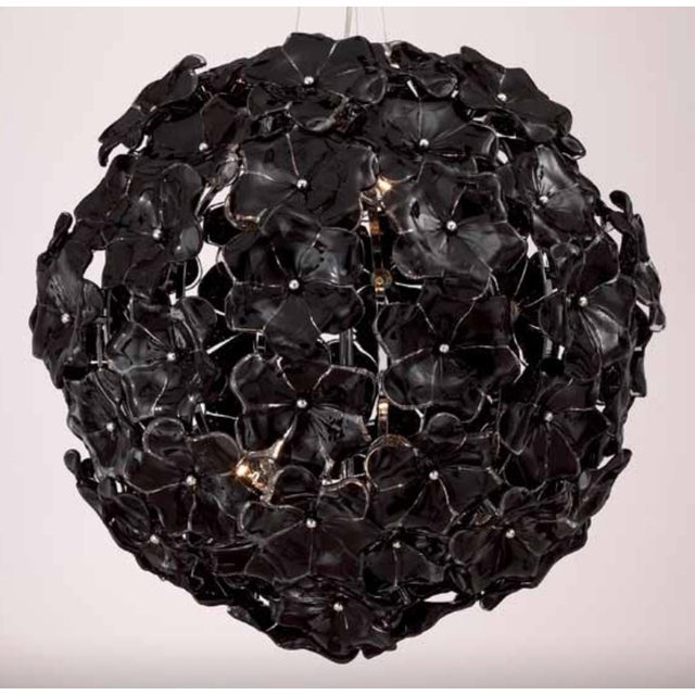 Italian 21st Century Black Lotus Murano Chandelier by Fabio LTD For Sale - Image 3 of 4