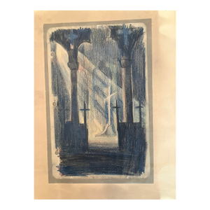 Allan Rohan Crite: Praying in Church Colored Drawin
