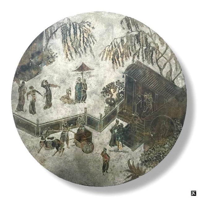 This is the 35.25 inch model of the iconic Philip and Kelvin Laverne "Chan" coffee table made of acid etched brass over...