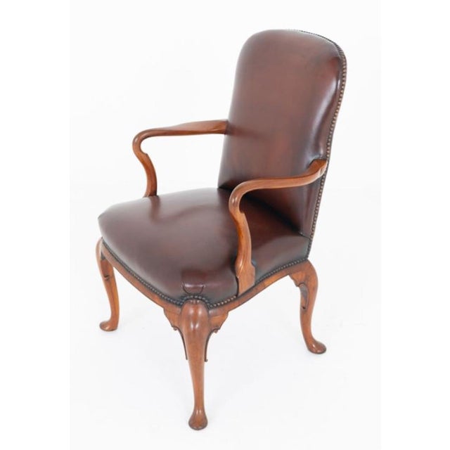 Georgian Revival Desk Chair with Leather Seat, 1890s For Sale - Image 5 of 6