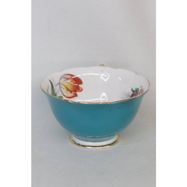 Mid-Century Modern Vintage Paragon Fine Bone China Turquoise Blue Bouquet Flowers Tea Cup 4698b For Sale - Image 3 of 9