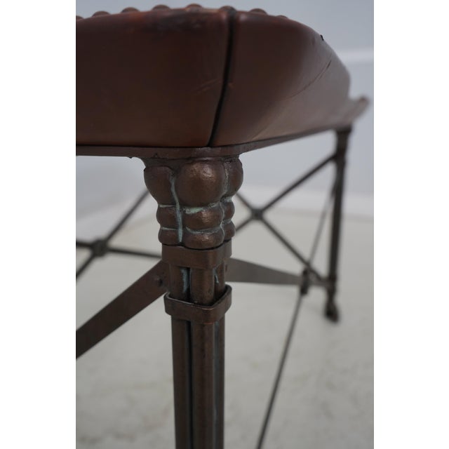 Pair Maitland Smith Glass Top Iron Base Lamp Tables For Sale - Image 11 of 12