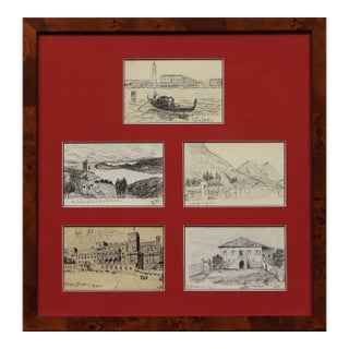 1910s 5 Postcard Drawings From Italy For Sale
