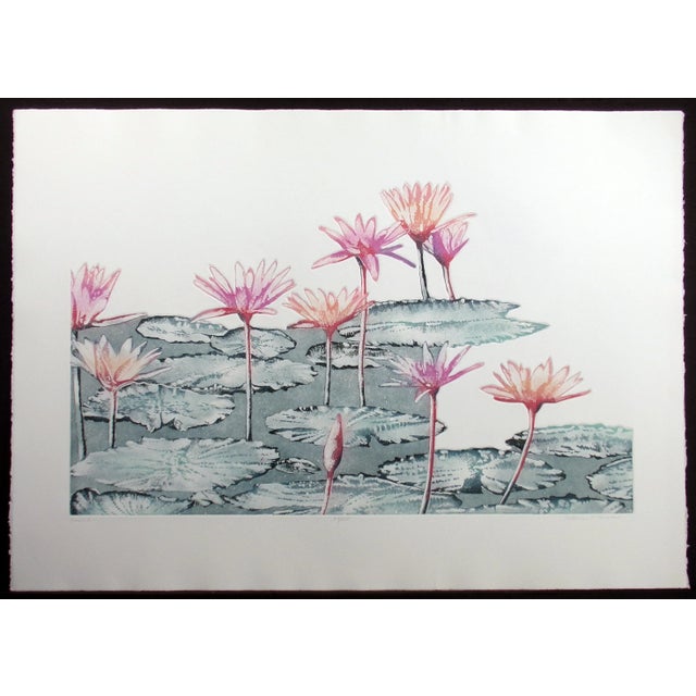 Catherine O'Connor "Oasis I" Signed and Numbered Etching of Water Lily Pads For Sale In Denver - Image 6 of 6