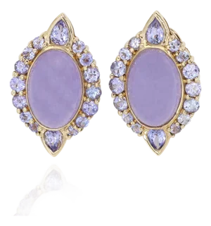 14k(585) Solid Yellow Gold Natural Purple Stone Omega Back Earrings