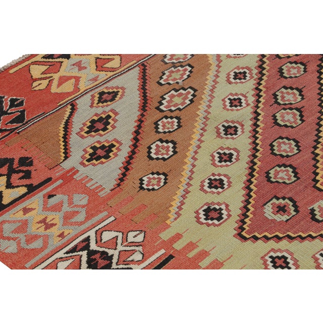 Vintage Mid-Century Malatya Geometric Orange Multicolor Wool Kilim Rug For Sale In New York - Image 6 of 7