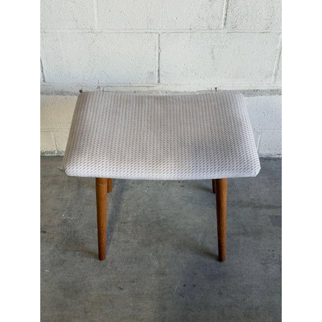 Vintage Danish Mid Century Modern Teak Vanity Stool Ottoman For Sale - Image 4 of 9
