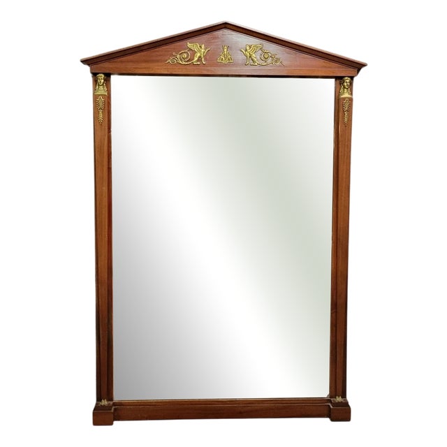 Large Empire Egyptian Revival Mahogany Mirror, 1880s For Sale