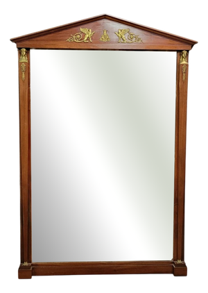 Large Empire Egyptian Revival Mahogany Mirror, 1880s