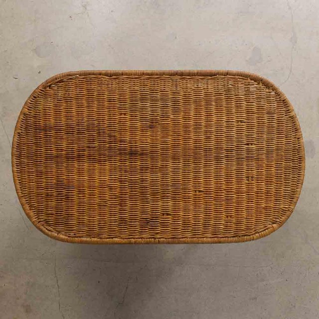 1950s French Wicker and Iron Coffee Table For Sale In Los Angeles - Image 6 of 11