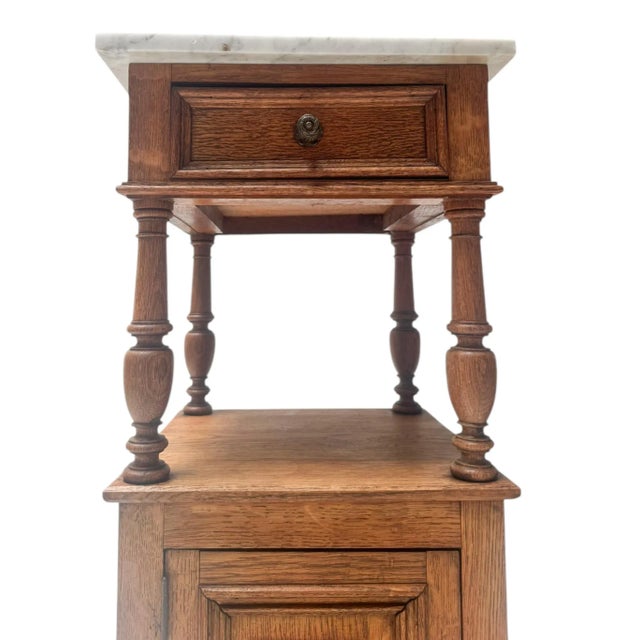 Art Nouveau Nightstands with Marble Tops, 1900s, Set of 2 For Sale - Image 12 of 15
