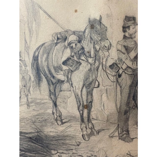 Antique 19th Century Original Bud Cornet Military Figural Sketch Pencil Drawing For Sale - Image 11 of 14