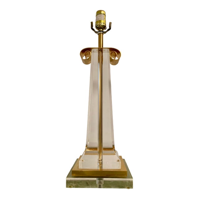 Vintage Lucite Gold Plated Table Lamp Les Arcades For Sale