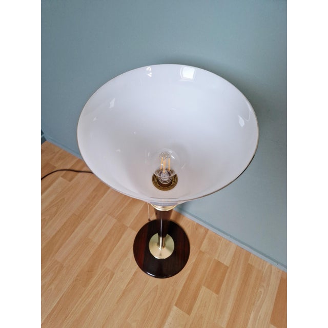 Large Art Deco Desk Lamp in Wood, Brass and White Opaline Glass from Mazda, 1930s For Sale - Image 14 of 17