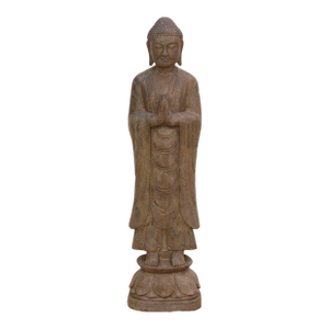 Elegant Hand-Carved Stone Buddha on Lotus Figure