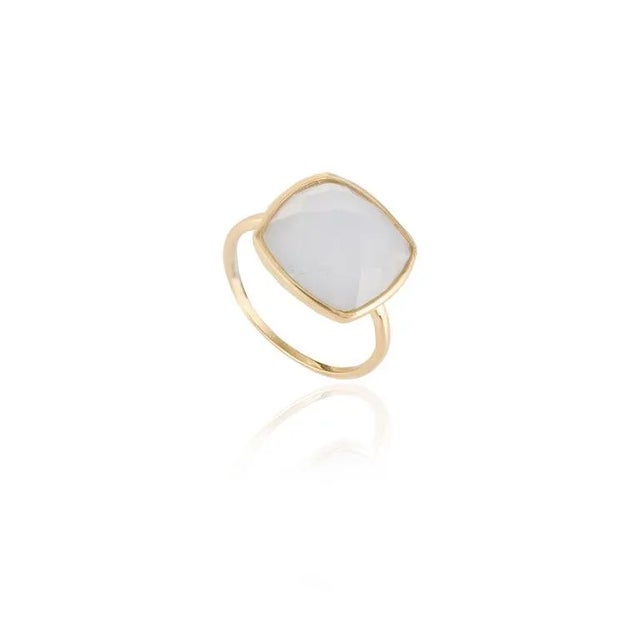 4.28 Ctw Bezel Set Chalcedony Gemstone Rings in 14k Solid Yellow Gold Size 9 For Sale In New York - Image 6 of 8