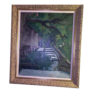 Original Oil Painting “Cottage Garden” Mogens Vatore 1895-1977