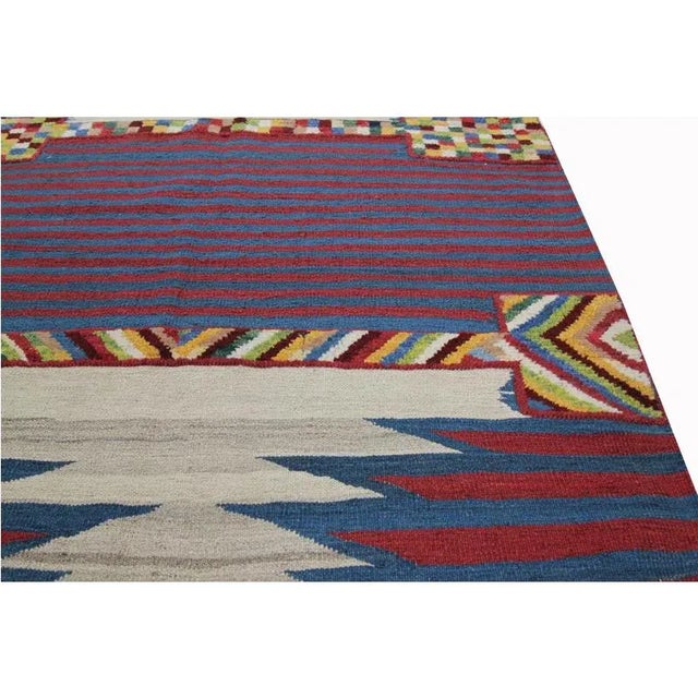 Tribal Handwoven Scandinavian Style Persian Kilim Area Rug 4′7" × 6′4″ For Sale - Image 3 of 7