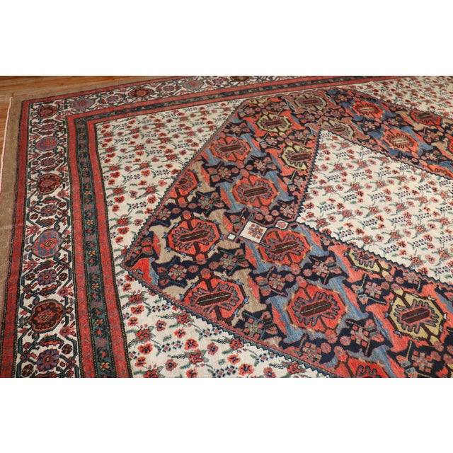 Zabihi Collection Dramatic Persian Hamedan Serab Decorative Square Room Rug For Sale - Image 10 of 10