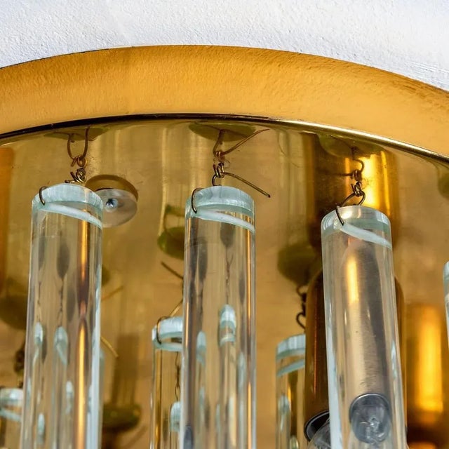 1970s Crystal Glass and Brass Flush Mount by Ernst Palme, 1970s For Sale - Image 5 of 12