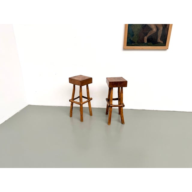 Brutalist Brutalist Bar Stools, France, 1950s, Set of 2 For Sale - Image 3 of 18
