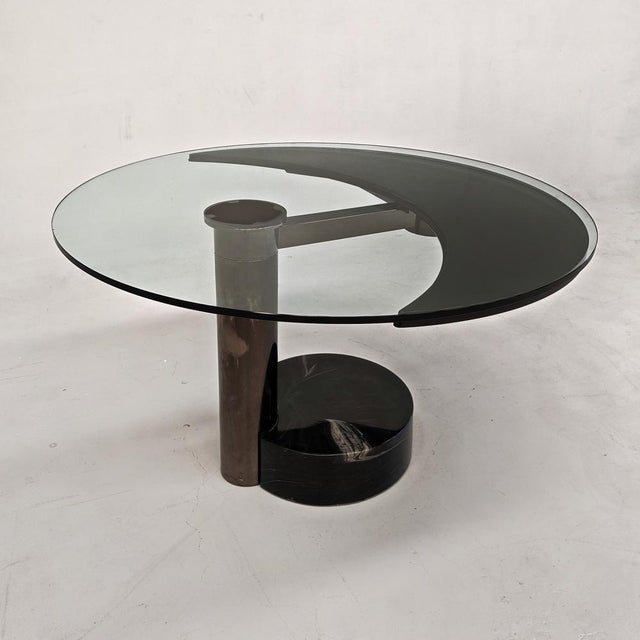 Modern Extendable Round Glass Table Moon attributed to Mario Mazzer for Zanette, 1980s For Sale - Image 3 of 18