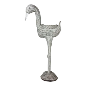Antique Painted Wicker Flamingo Planter Stand Palm Beach