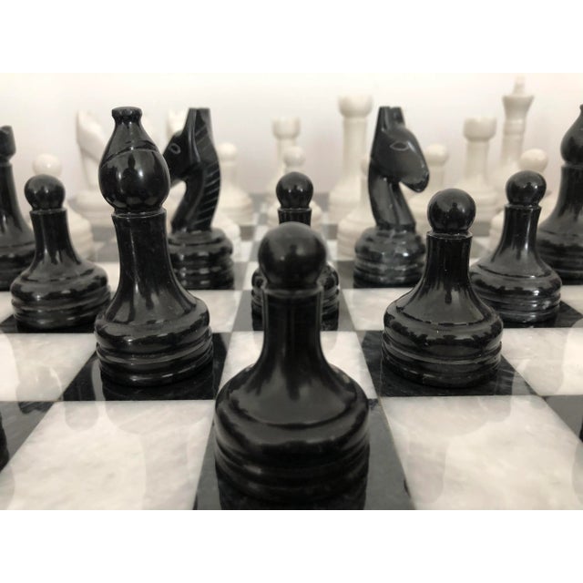 Vintage White and Black Volterra Marble Chess Board, 1950s For Sale - Image 4 of 14