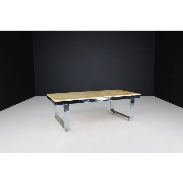 1970s Mid-Century Modern Italian Chrome and Onyx Coffee Table, 1970s For Sale - Image 5 of 10
