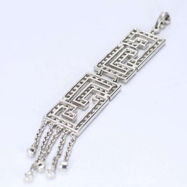 Art Deco Mid 20th Century 18k White Gold Art Deco Style Diamond "Maze" Pendant - No Chain For Sale - Image 3 of 3