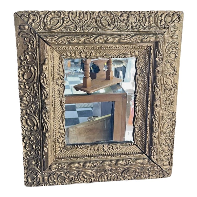 Antique Gold Gilt Gesso Wood Framed Mirror For Sale