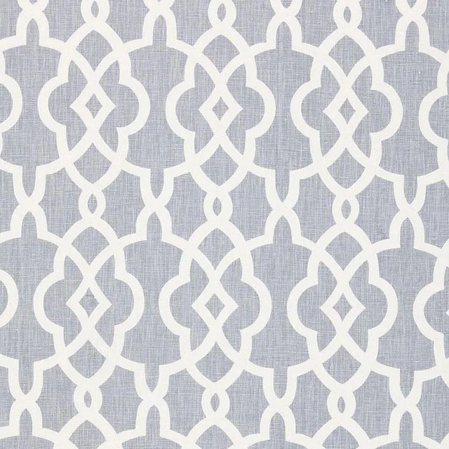 Sample - Schumacher Summer Palace Fret Fabric in Wisteria For Sale