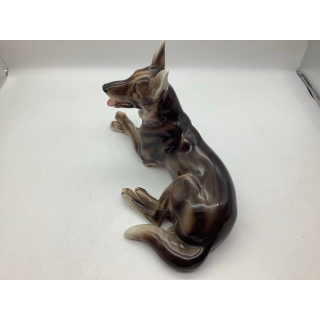 Ceramic Wien Keramos Austria Ceramic German Shepherd Dog Figurine Large Statue For Sale - Image 7 of 9