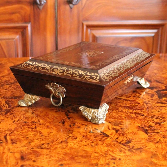 English English Regency Period Brass Inlaid Rosewood Box For Sale - Image 3 of 18