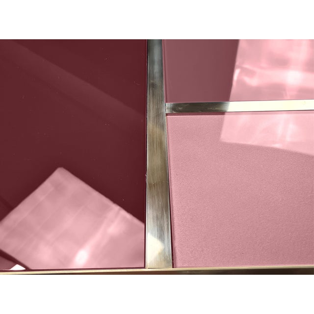 Coffee Table with Brass Frame and Cartier Red Murano Glass from Justfurnituress SRL For Sale - Image 4 of 5
