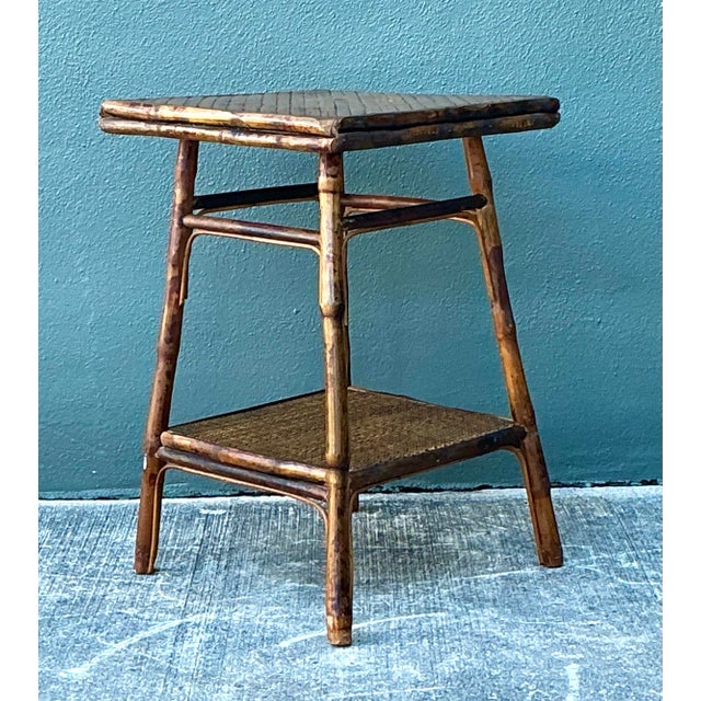 Vintage Split Reed Side Table For Sale - Image 10 of 12