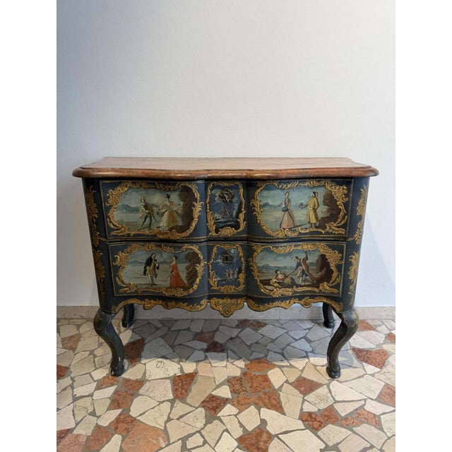 Carved, Lacquered and Painted Chest of Drawers, Sicily, 1700s For Sale - Image 4 of 18