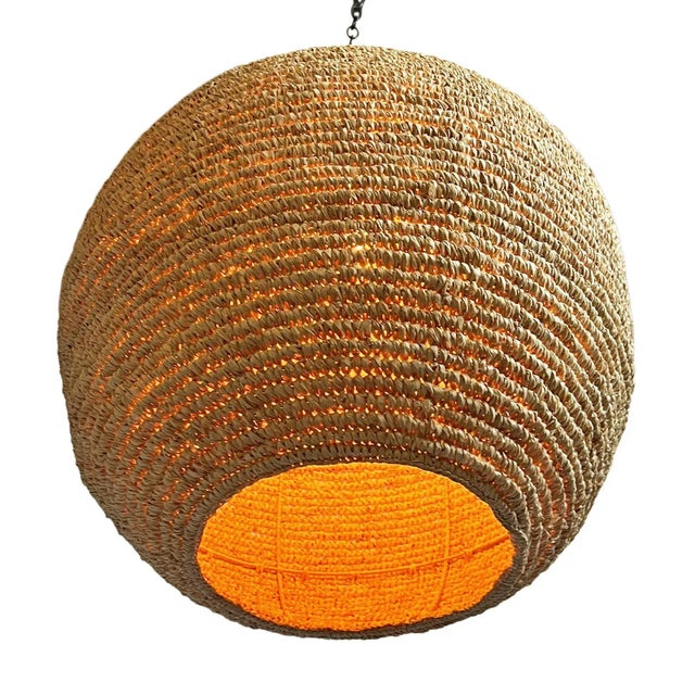 Blond Grass Globe Pendant Light Large For Sale - Image 4 of 10