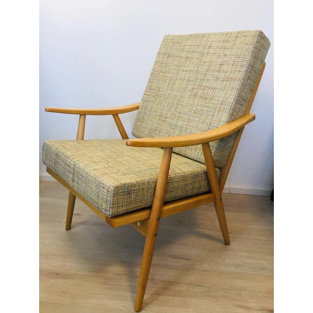Yellow Beige Boomerang Armchair from TON, 1960s For Sale - Image 14 of 14